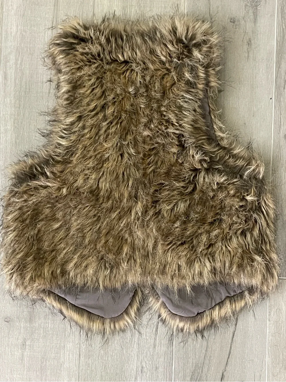 Old Navy Girls Brown Faux Fur Vest XS/S Cozy Open Front Layering Fall Winter